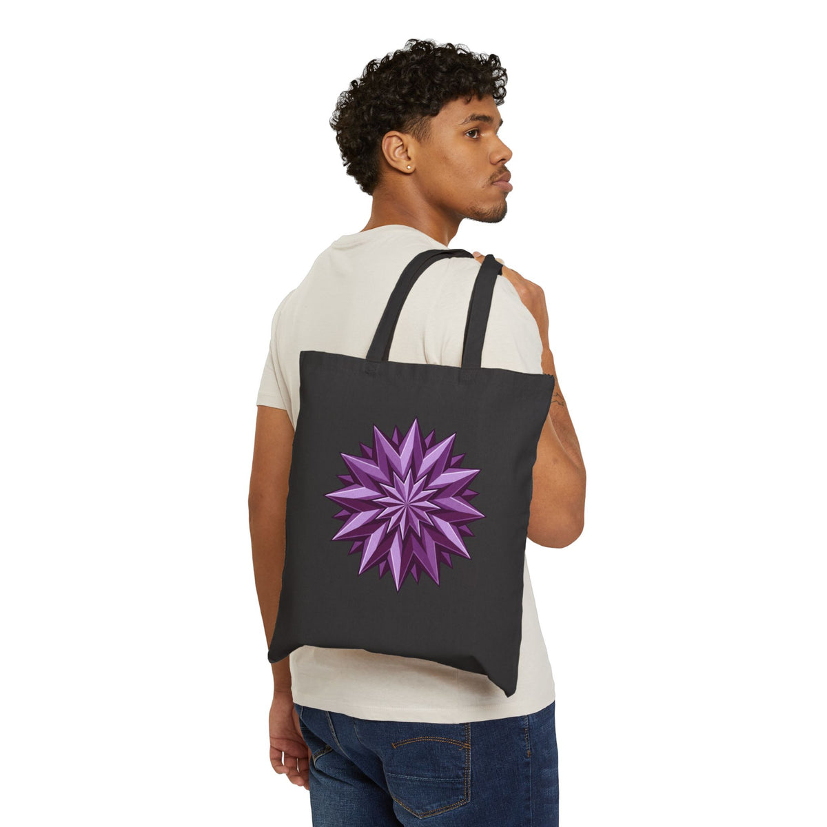 Canvas Tote — Purple Geometric Starburst Tote Bag