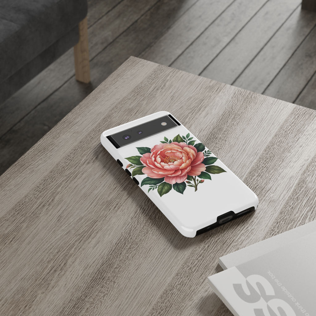 Floral Peony Tough Phone Case — Protective Botanical iPhone Cover