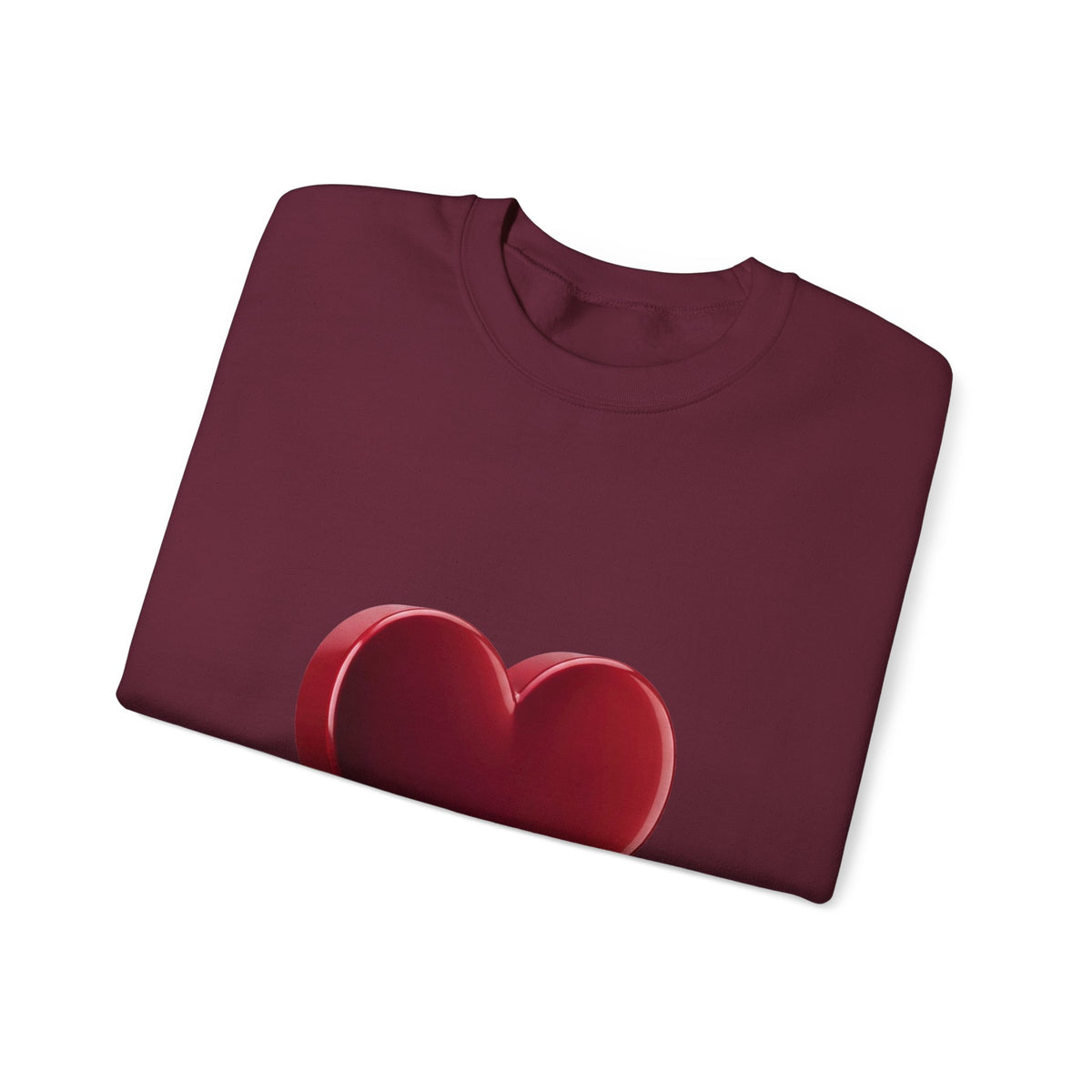 Heart Graphic Sweatshirt — Minimal 3D Red Heart Crewneck for Valentine’s & Everyday Wear