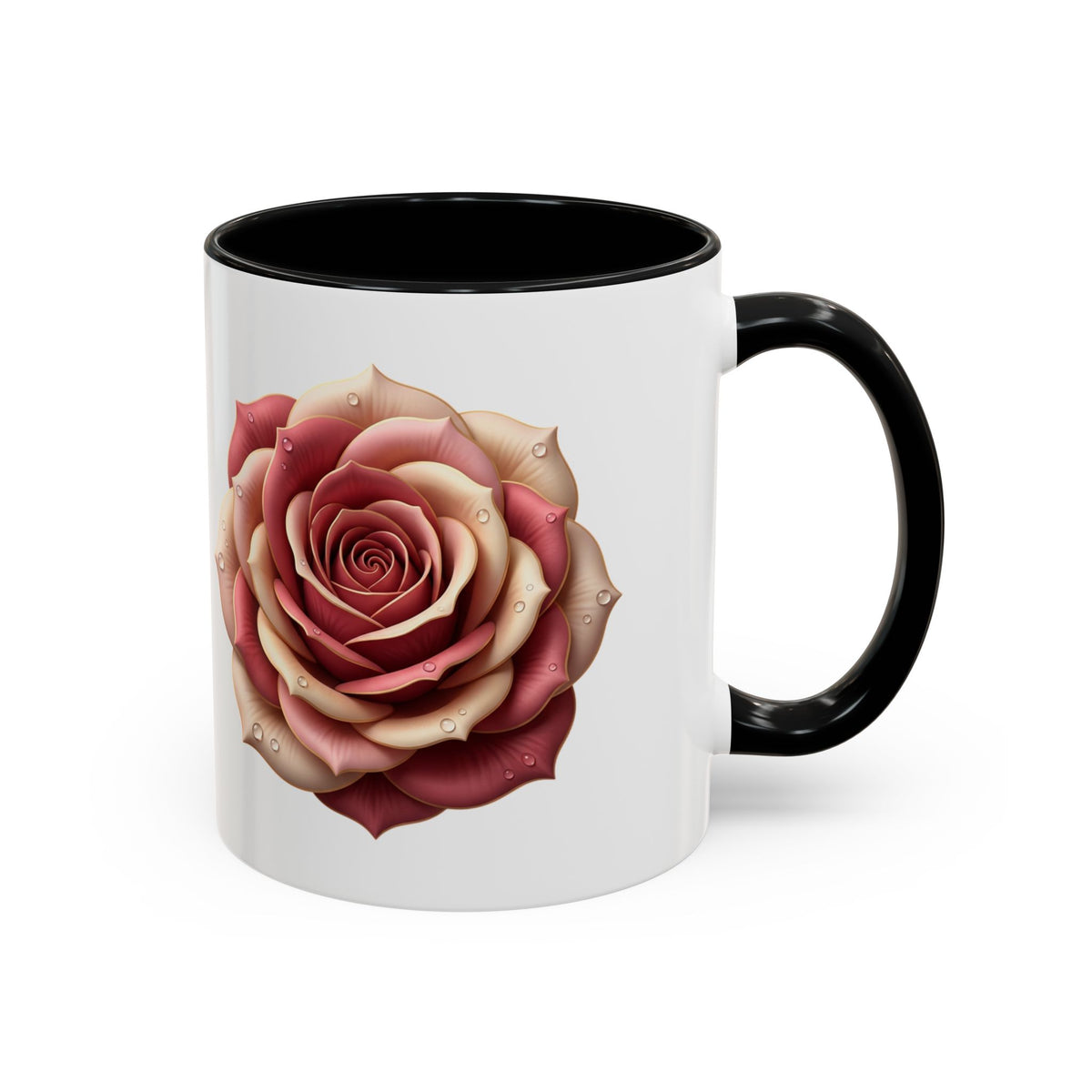 Rose Waterdrop Accent Coffee Mug — Floral 11/15oz