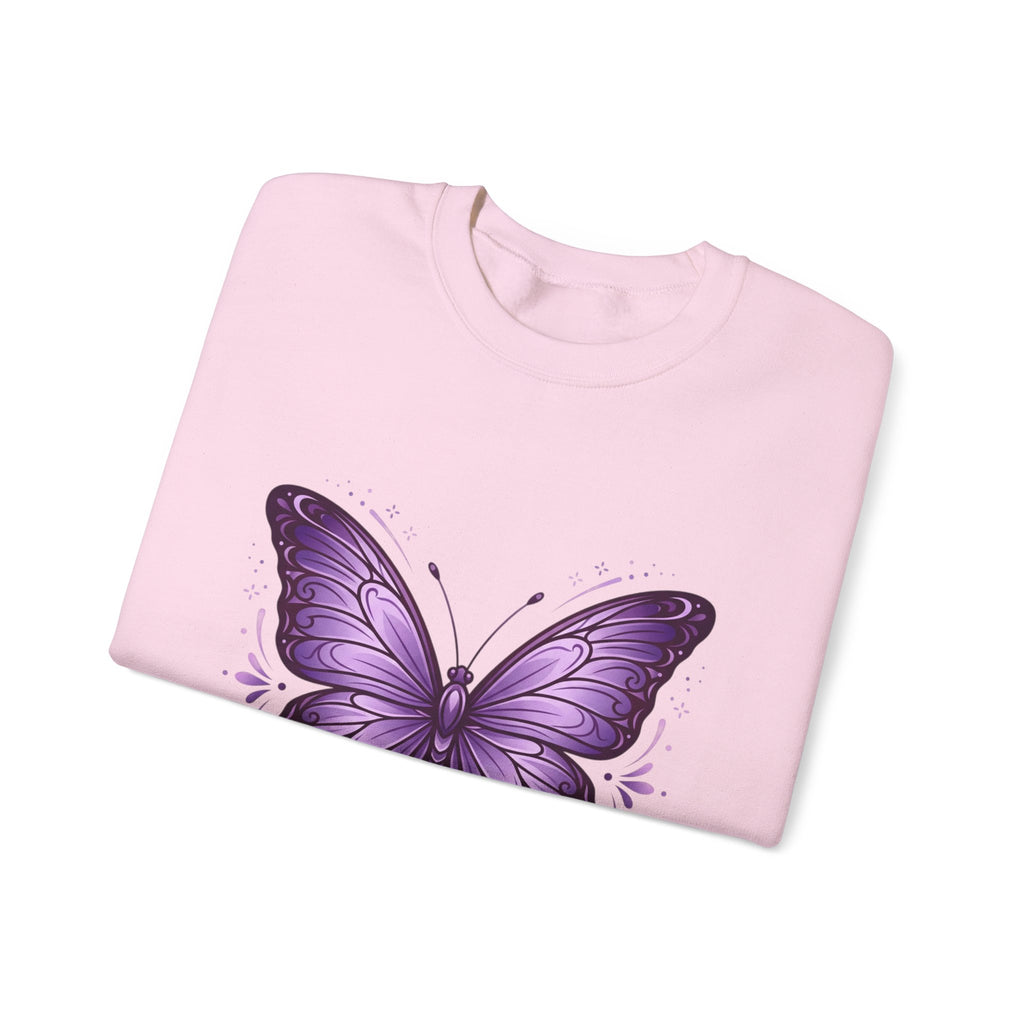 Purple Butterfly Crewneck Sweatshirt — Vibrant Graphic Butterfly Pullover
