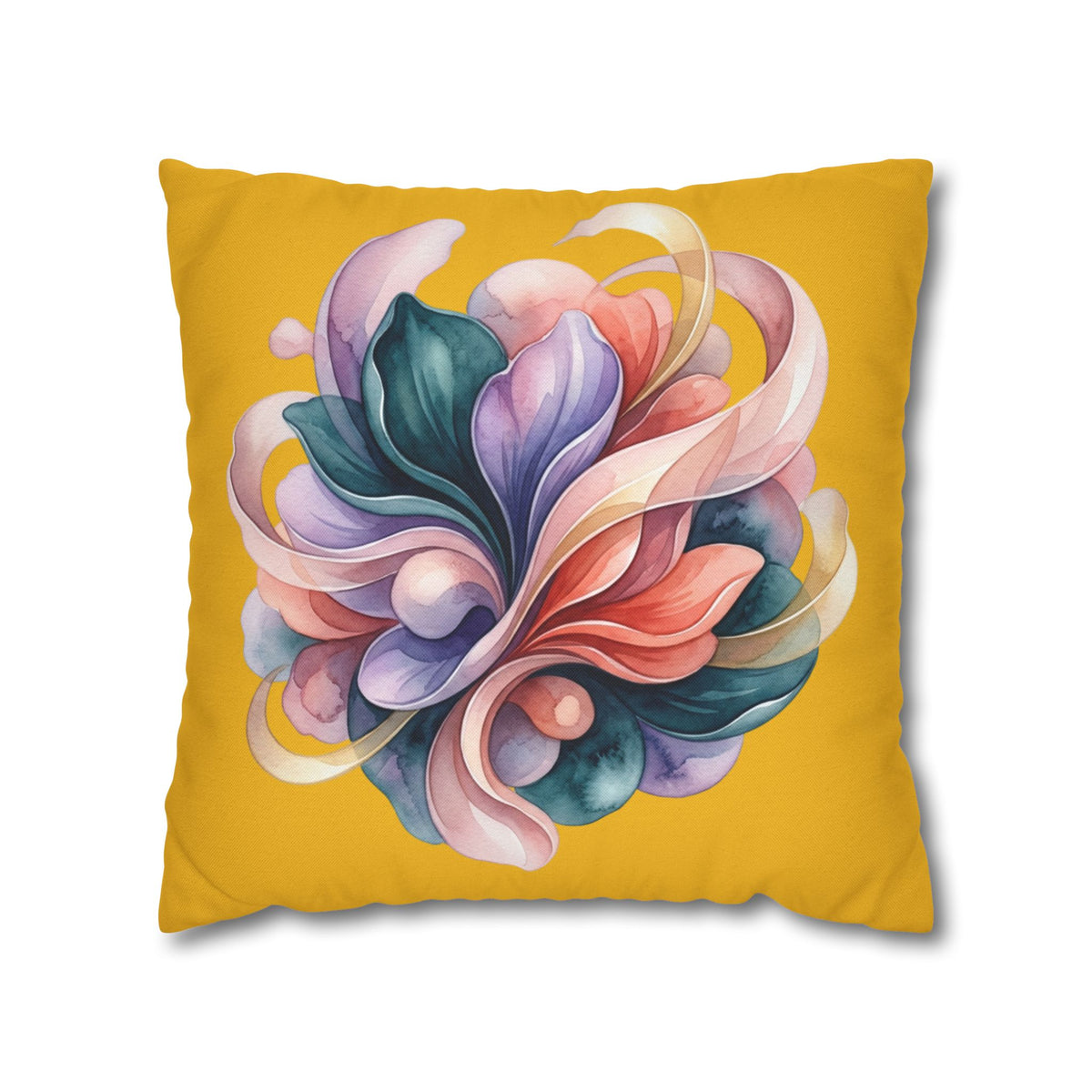 Floral Swirl Decorative Pillowcase — Vibrant Yellow Abstract Bloom