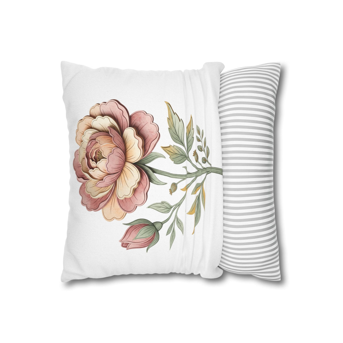 Floral Rose Spun Polyester Square Pillowcase