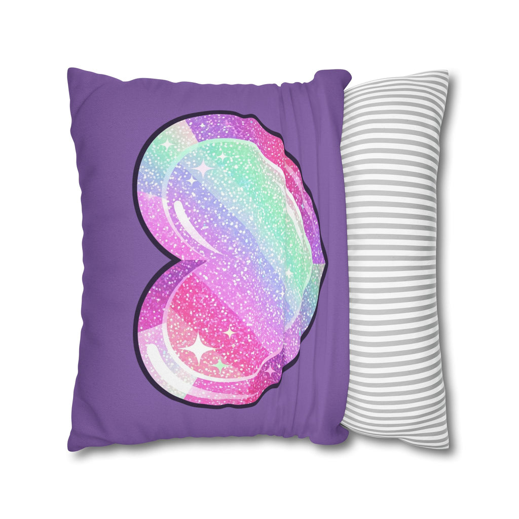 Pastel Glitter Heart Pillowcase Spun Polyester Square Pillowcase- Light Purple