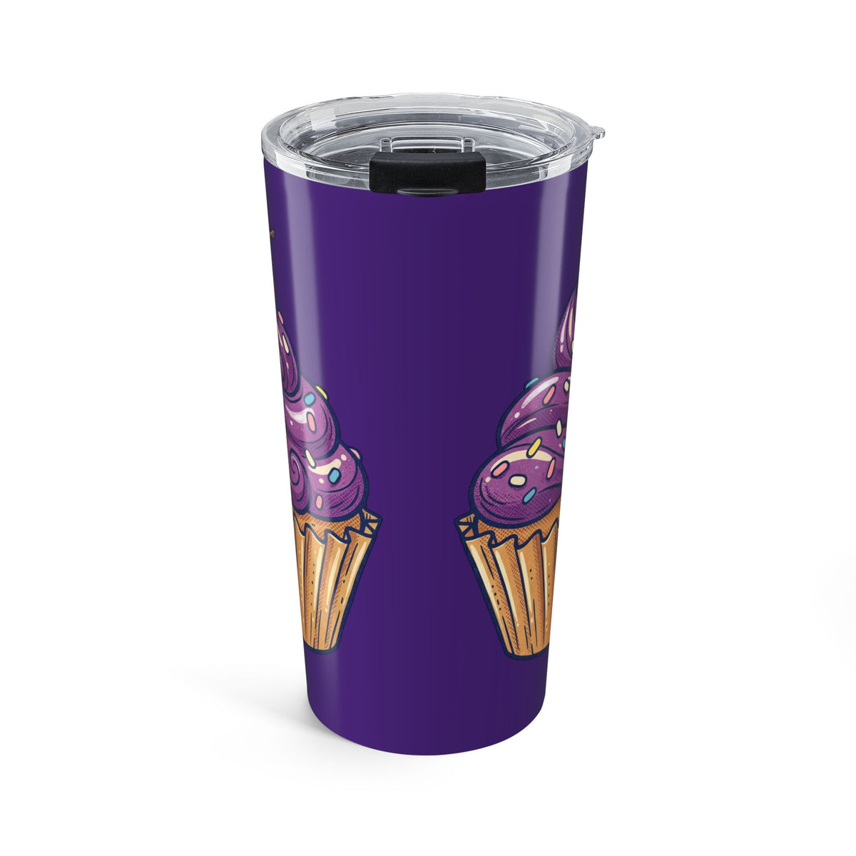 20oz Purple Cupcake Tumbler Dark Purple — Insulated Travel Cup with Cute Dessert Design