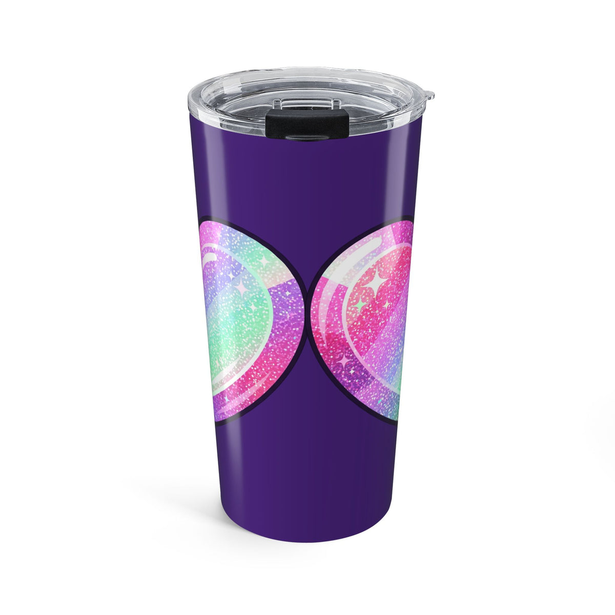 Pastel Glitter Heart Tumbler 20oz- Dark Purple