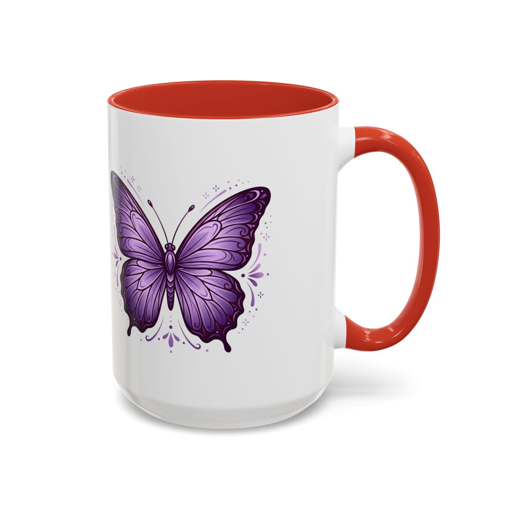 Purple Butterfly Accent Coffee Mug — 11oz & 15oz Decorative Tea Cup