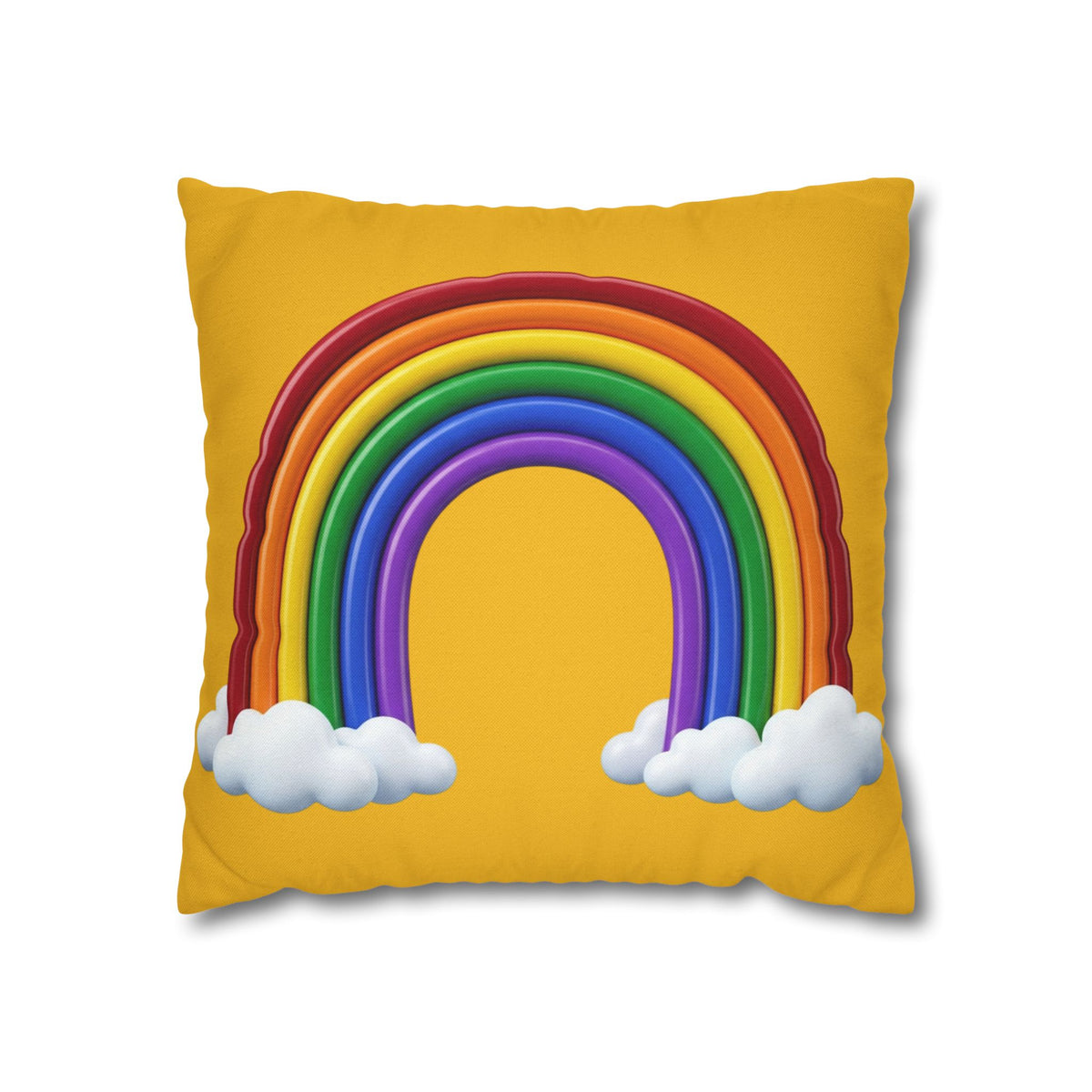 Rainbow Yellow Spun Polyester Square Pillowcase