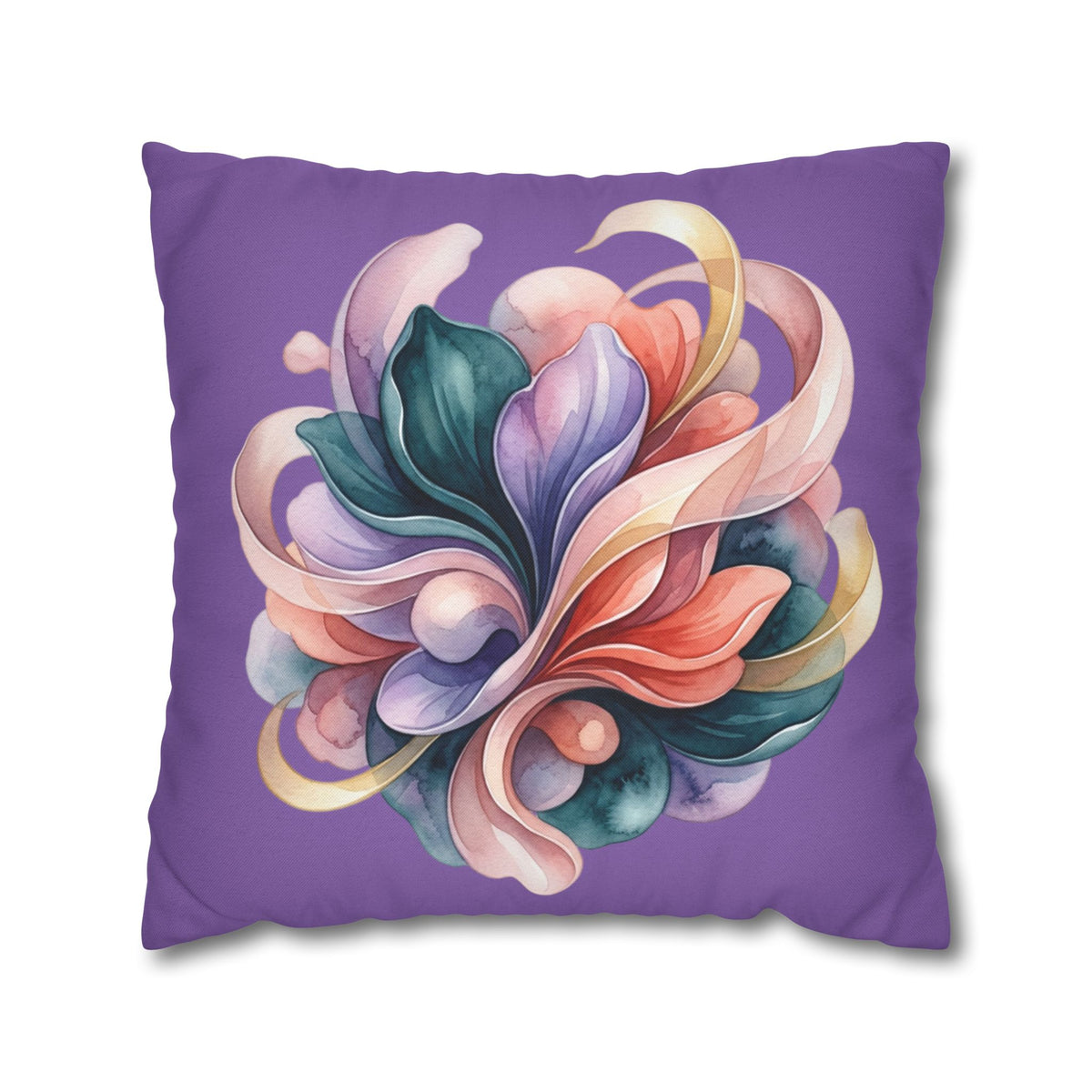 Floral Swirl Decorative Pillowcase — Purple Abstract Bloom Accent