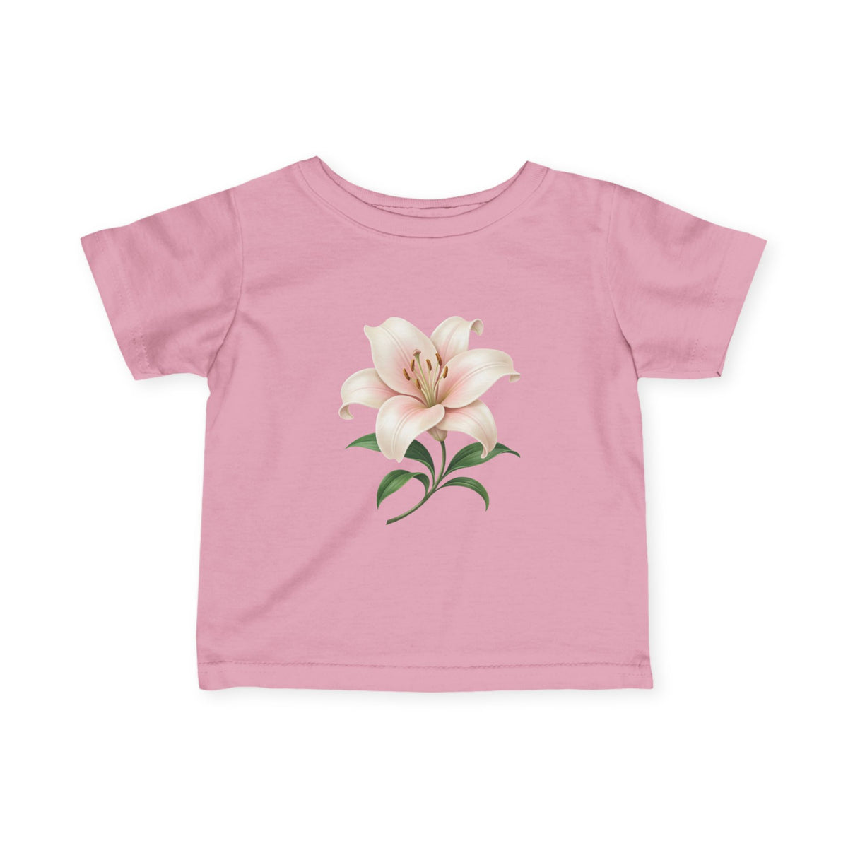Infant Tee with Soft Pink Lily Floral Print — Baby Girl Spring Outfit