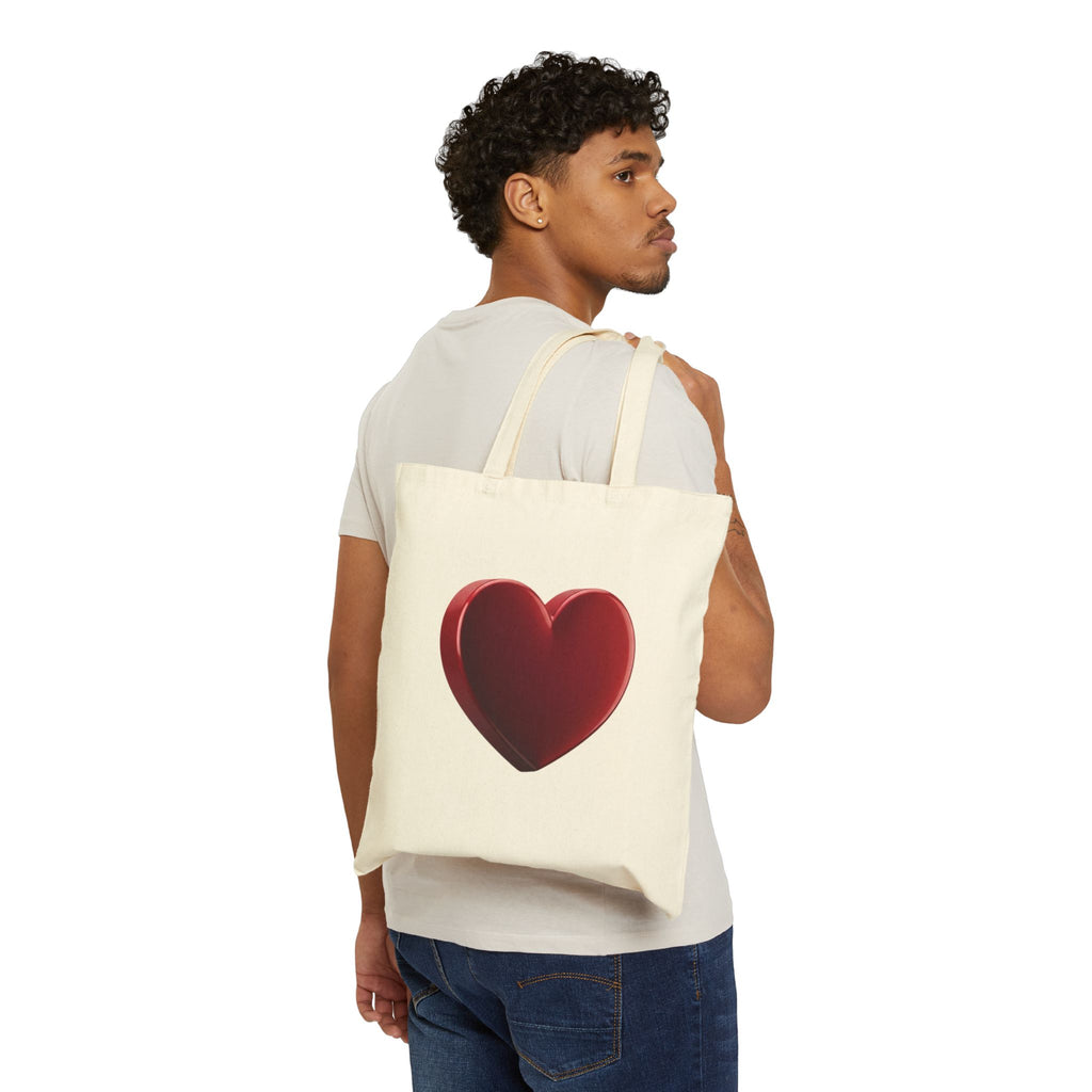 Red heart Cotton Canvas Tote Bag