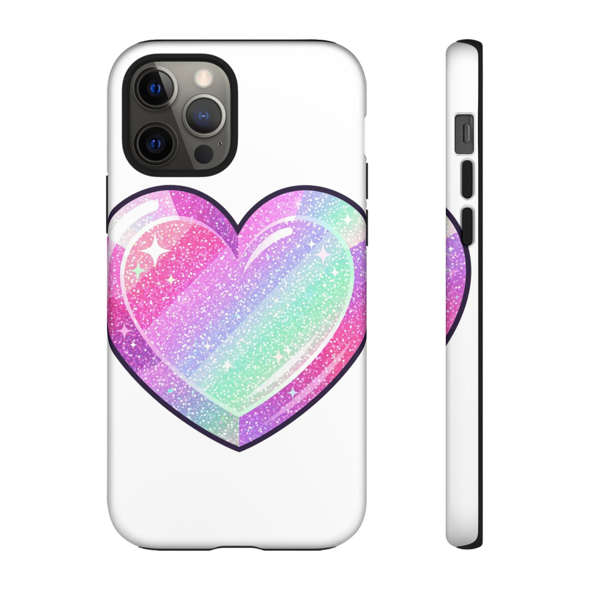 Pastel Glitter Heart Tough Phone Case — Cute Protective Phone Cover