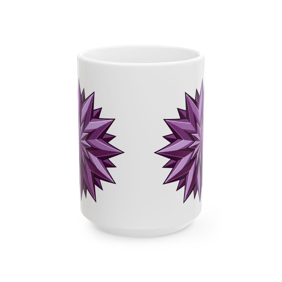 Purple Geometric Starburst Ceramic Mug – 11oz & 15oz