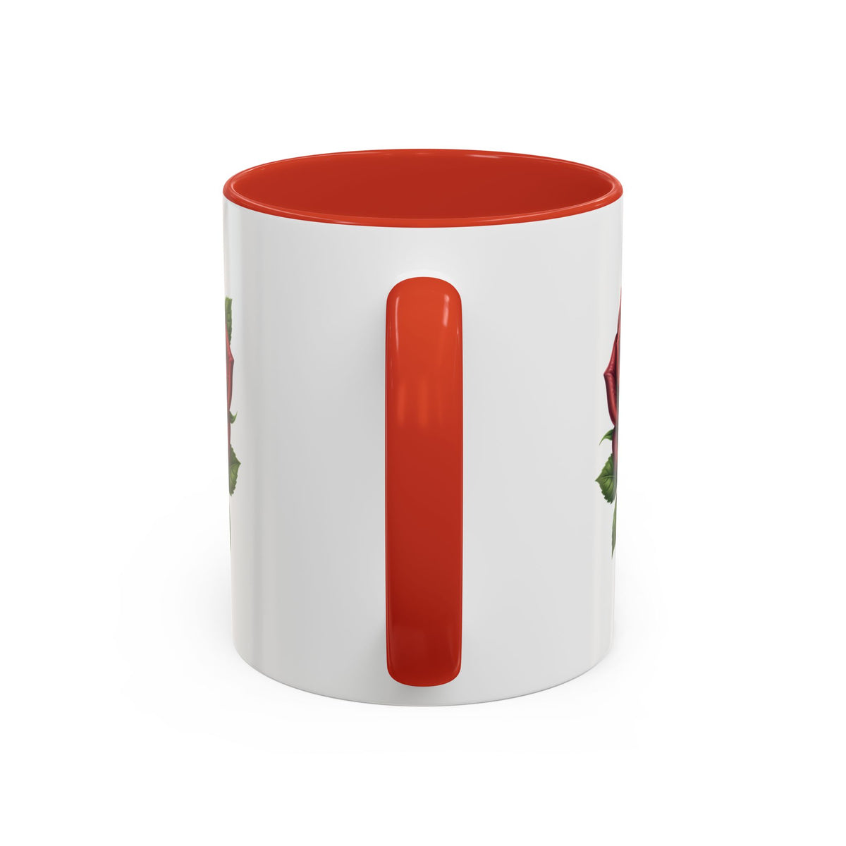Red Rose Accent Coffee Mug — Floral Ceramic Coffee Cup (11/15oz)