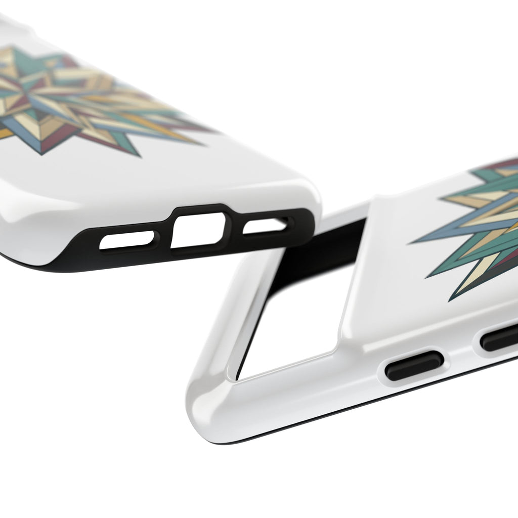 Geometric Star Phone Case — Teal & Earthtone Mandala Design