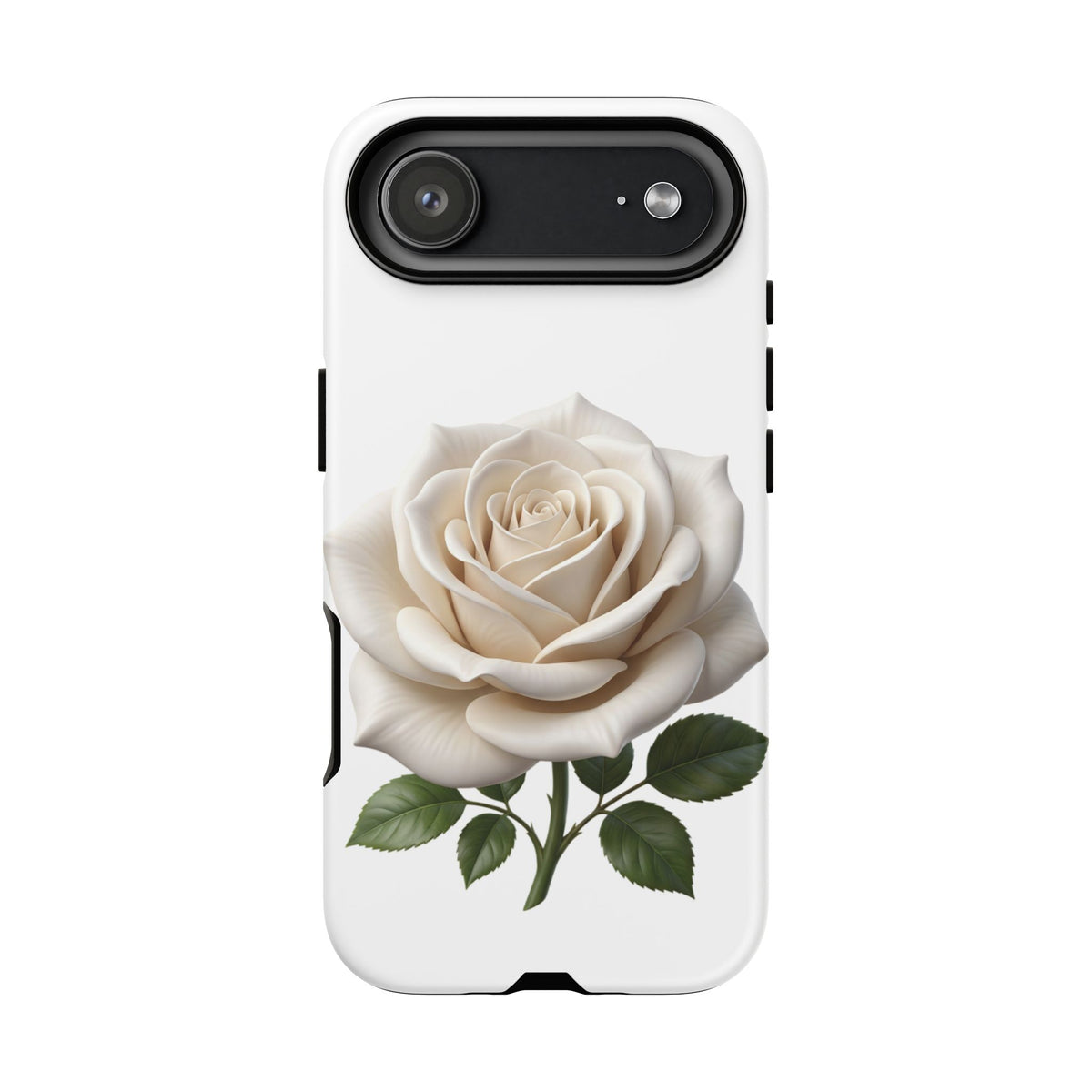 White Rose Tough Phone Case – Elegant Floral Protective Cover