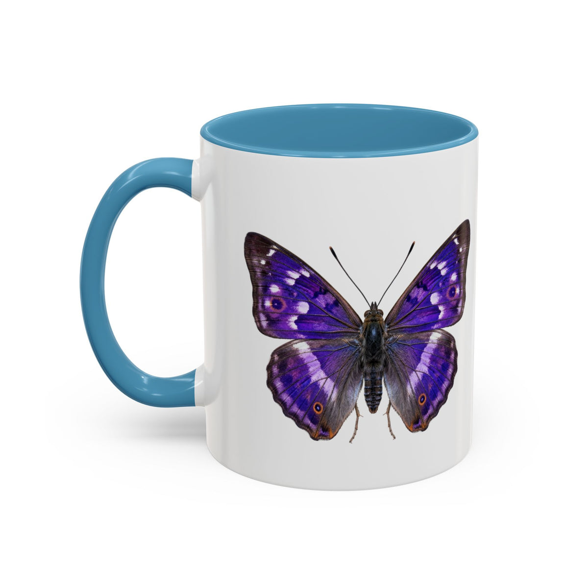 Purple Butterfly Accent Coffee Mug – Elegant Floral Butterfly Ceramic Cup