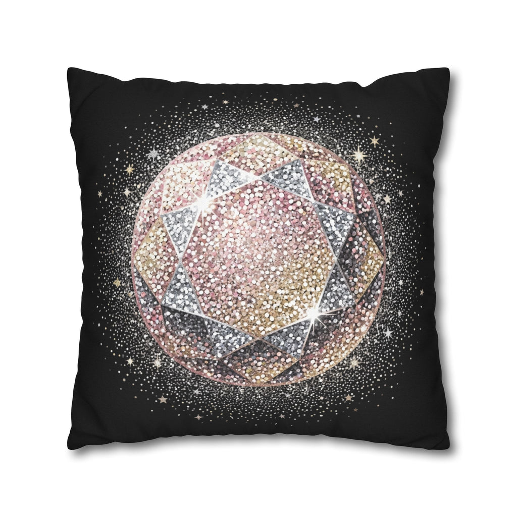 Glittery Black Spun Polyester Square Pillowcase