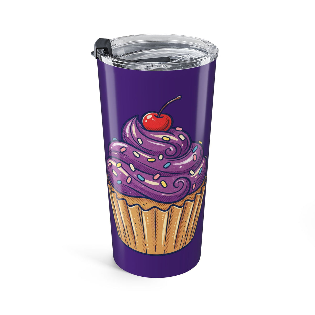 20oz Purple Cupcake Tumbler Dark Purple — Insulated Travel Cup with Cute Dessert Design