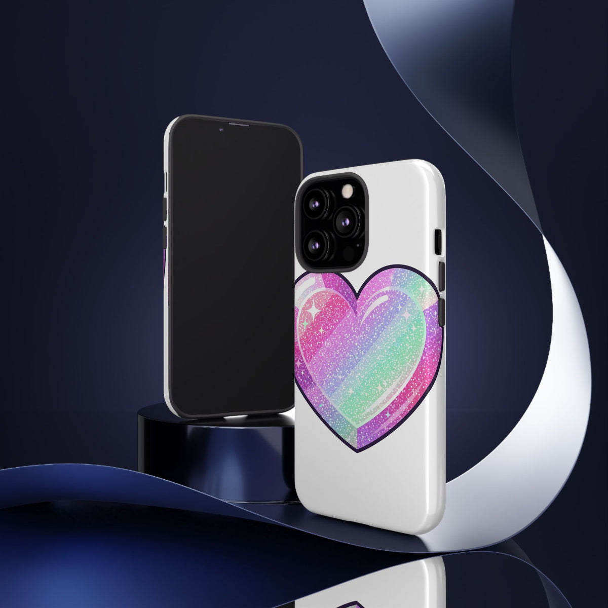 Pastel Glitter Heart Tough Phone Case — Cute Protective Phone Cover