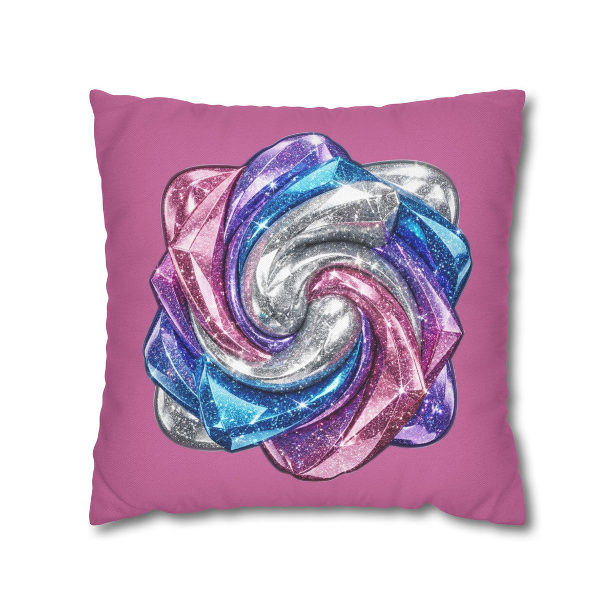 3D Glitter Design Light Pink Spun Polyester Square Pillowcase