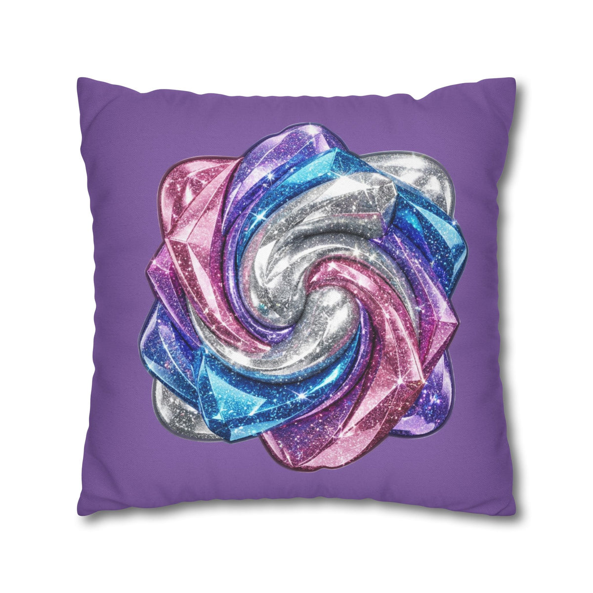 3D Glitter Design Light Purple Spun Polyester Square Pillowcase