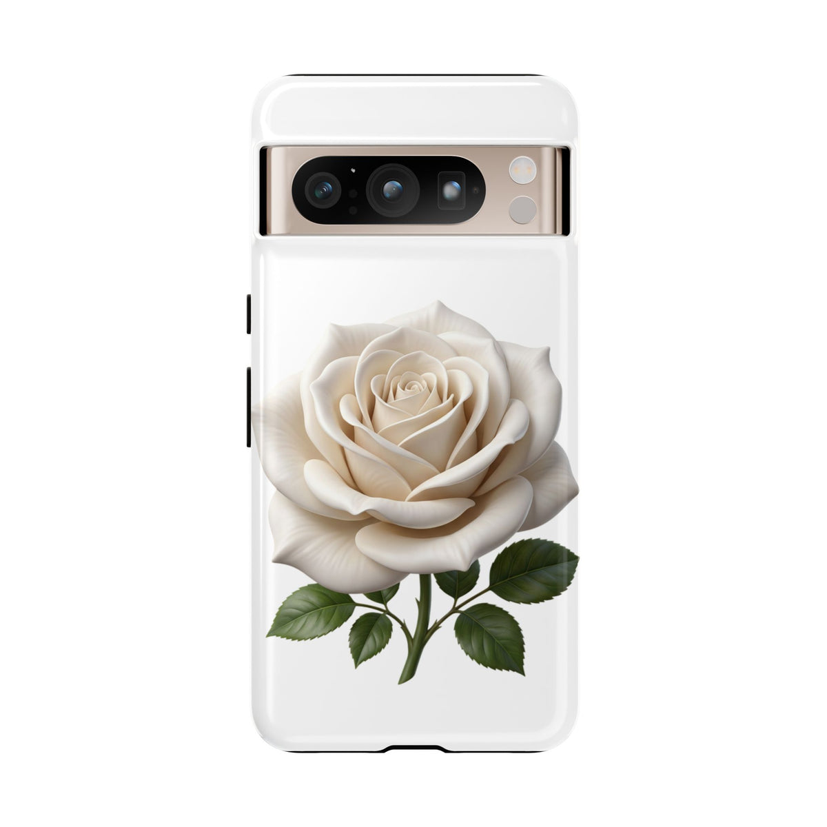 White Rose Tough Phone Case – Elegant Floral Protective Cover