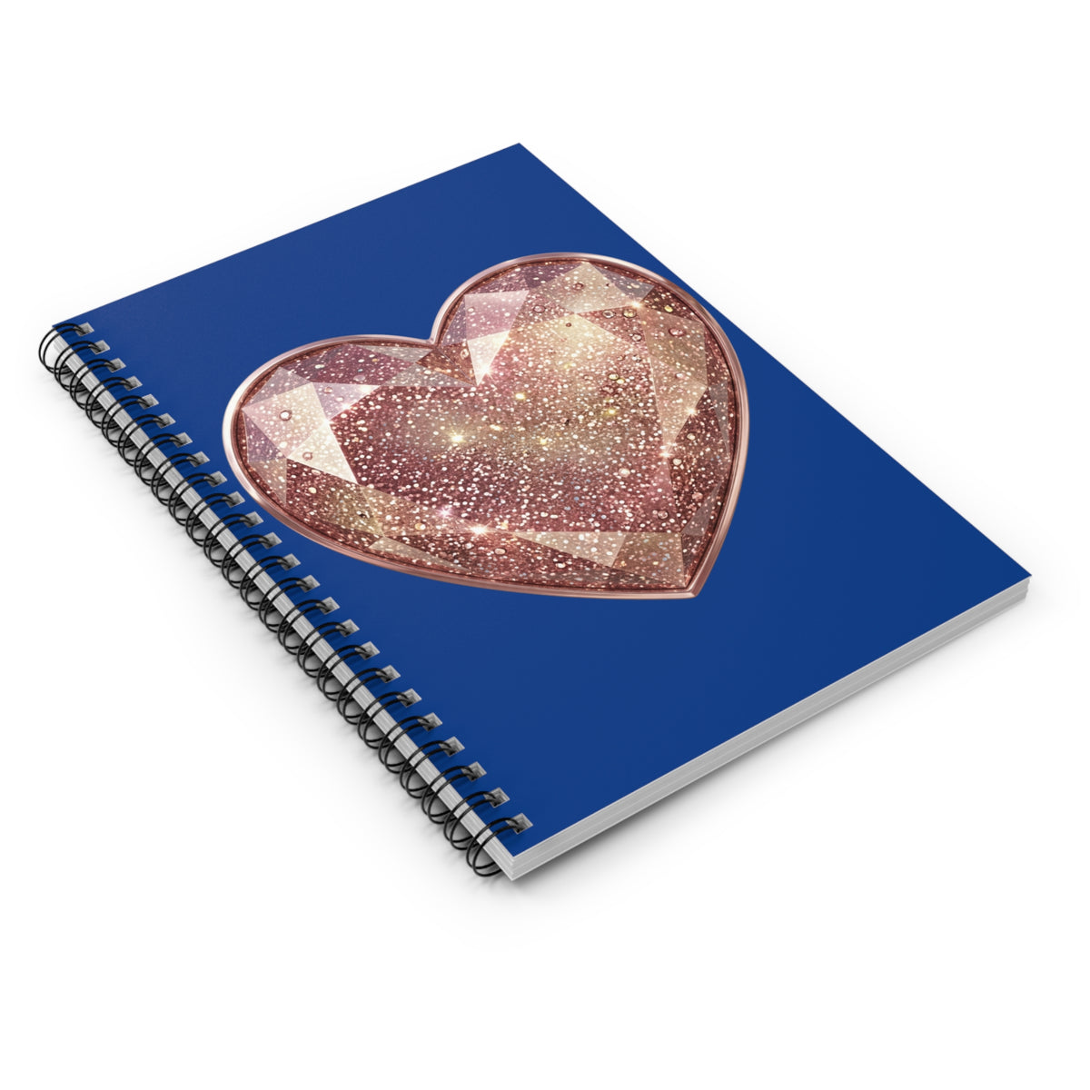 Glitter Gem Heart Spiral Notebook – Ruled Journal for Notes & Gifts- Navy