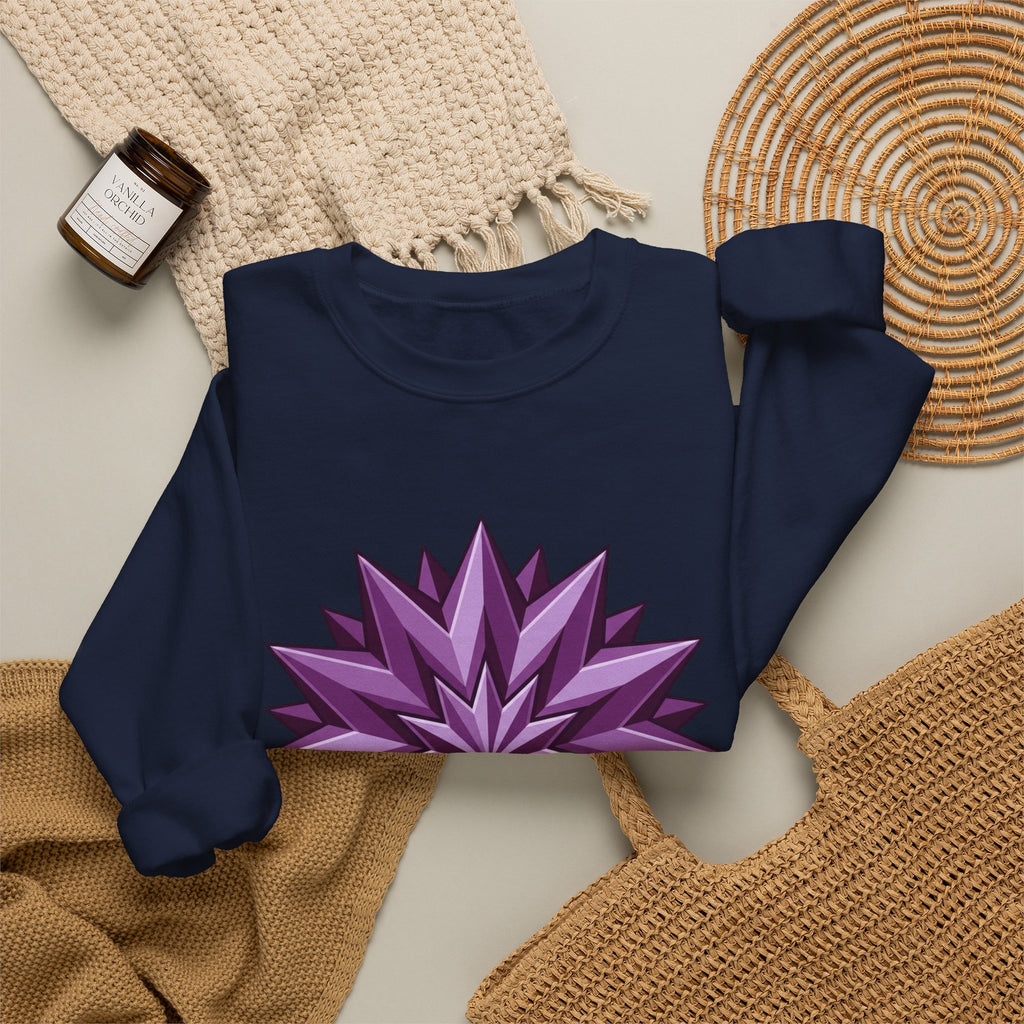 Purple Geometric Starburst Crewneck Sweatshirt