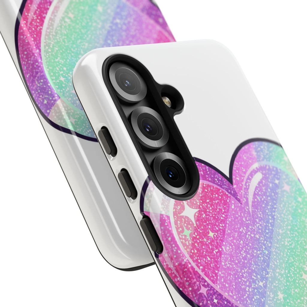 Pastel Glitter Heart Tough Phone Case — Cute Protective Phone Cover