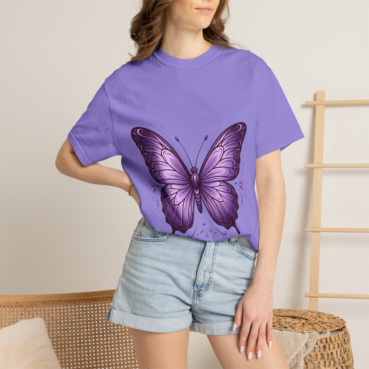 Purple Butterfly T-Shirt — Elegant Monarch Graphic Tee