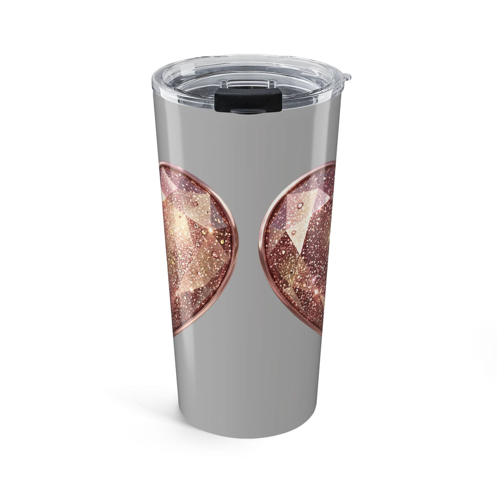 20oz Glitter Heart Stainless Steel Tumbler – Sparkle Travel Cup- Light Grey