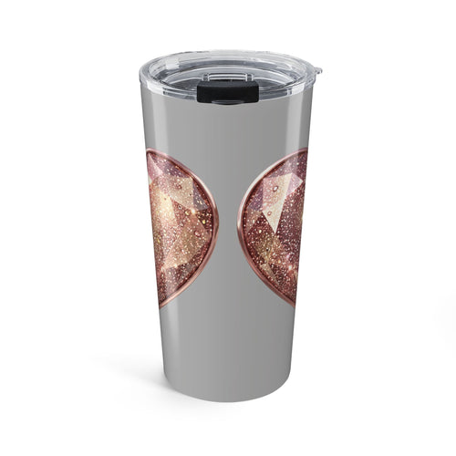 20oz Glitter Heart Stainless Steel Tumbler – Sparkle Travel Cup- Light Grey