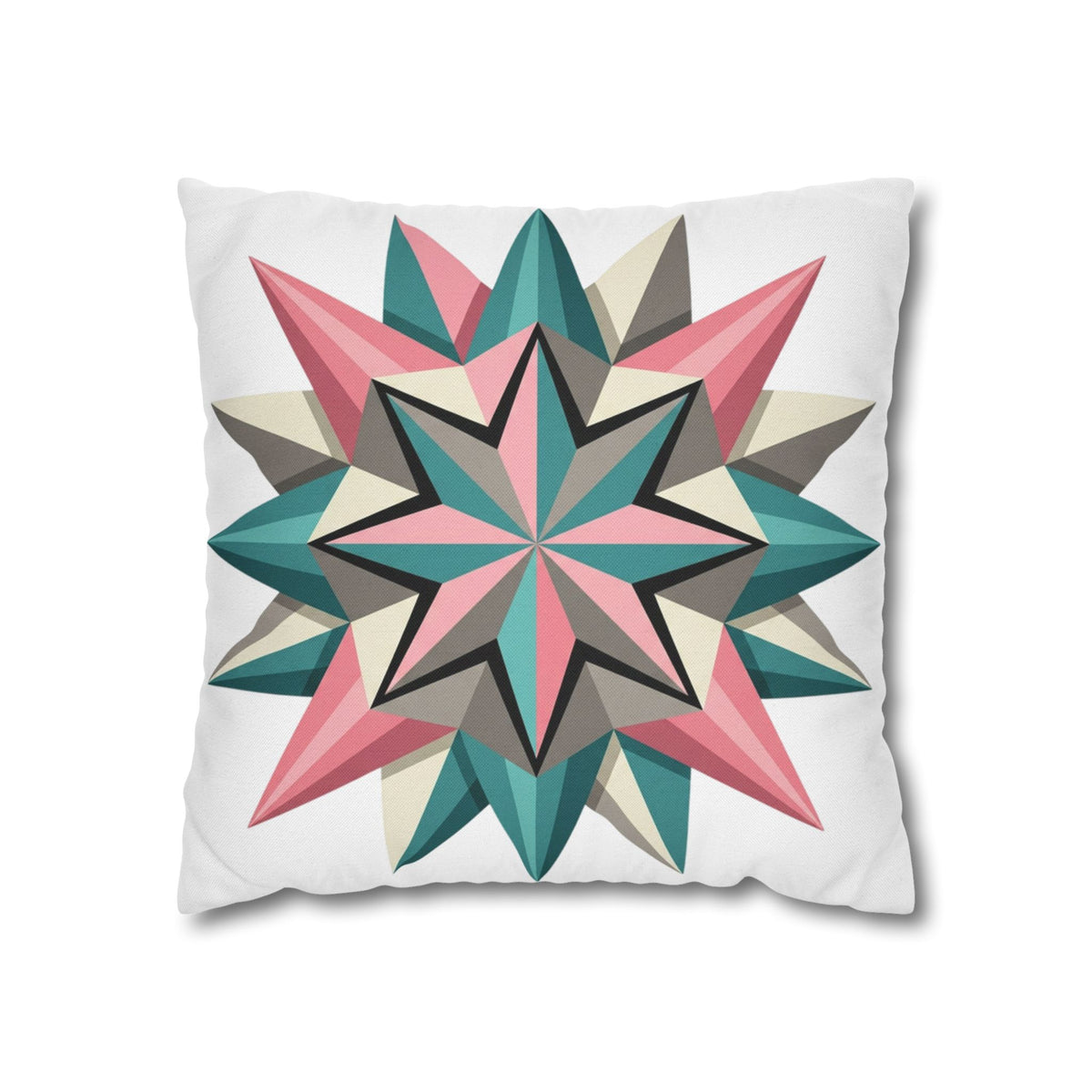 Geometric Starburst Throw Pillowcase — Pink Teal Modern Decorative Cushion Cover