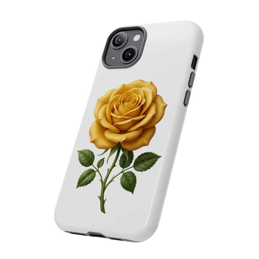 Yellow Rose Phone Case — Vintage Floral Tough Protective Cover