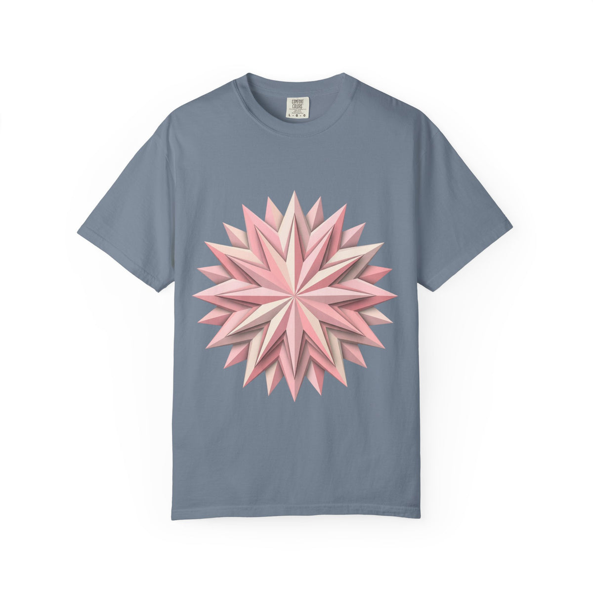 Geometric Rose Star T-Shirt — Pink 3D Origami Floral Tee