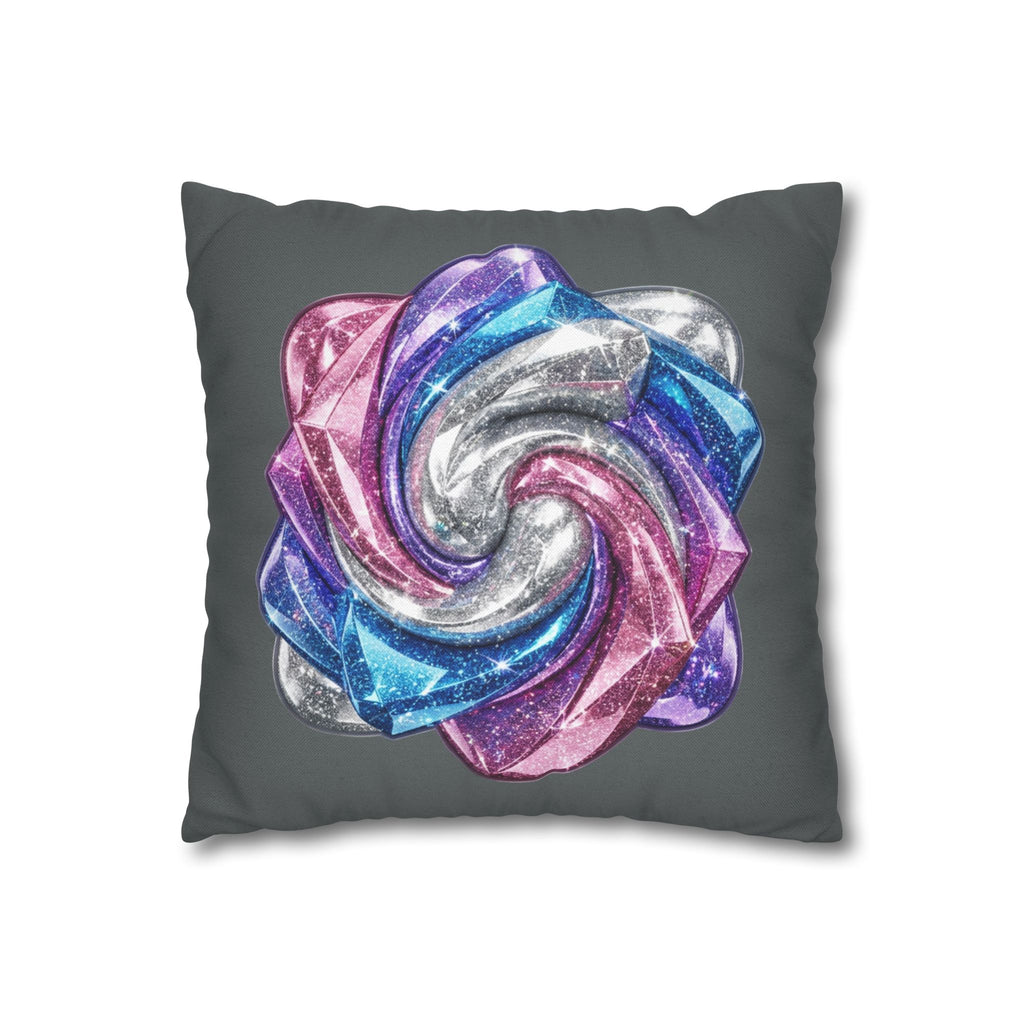 3D Glitter Design Dark Grey Spun Polyester Square Pillowcase