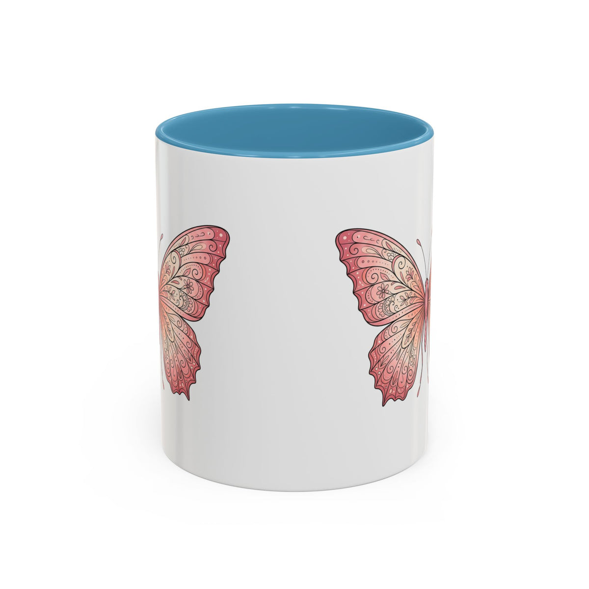Pink Watercolor Butterfly Accent Coffee Mug — Floral Boho Tea & Coffee Cup (11/15oz)