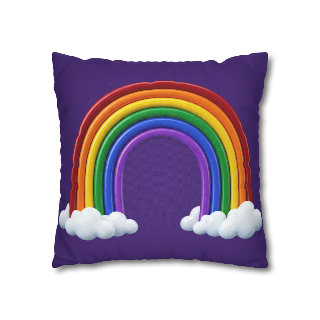 Rainbow Dark Purple Spun Polyester Square Pillowcase