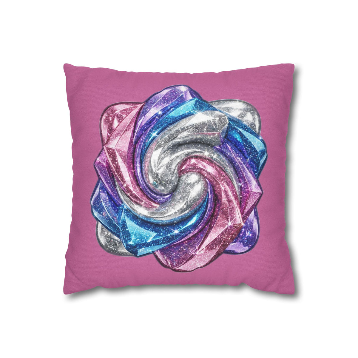 3D Glitter Design Light Pink Spun Polyester Square Pillowcase