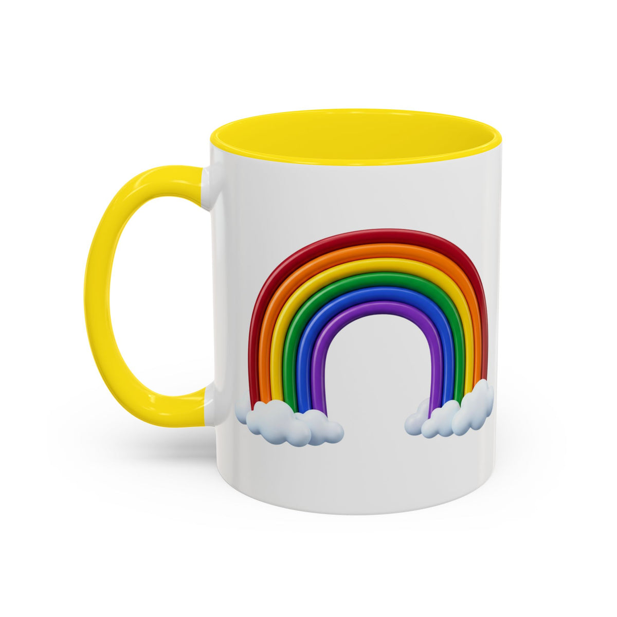 Rainbow Coffee Mug - Colorful Arc & Clouds Accent Mug (11/15oz)