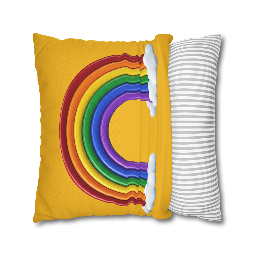 Rainbow Yellow Spun Polyester Square Pillowcase