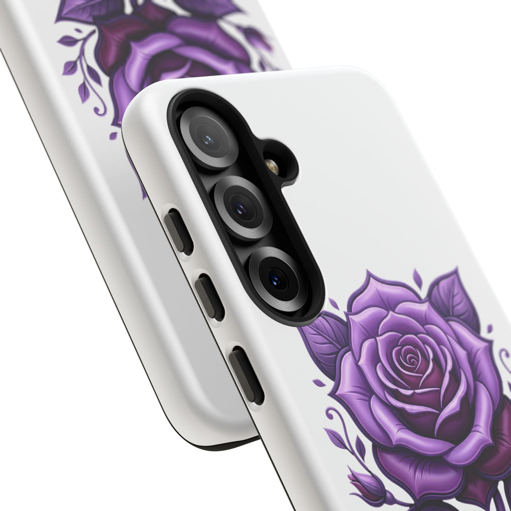 Purple Rose Tough Phone Case — Floral Protective Phone Cover