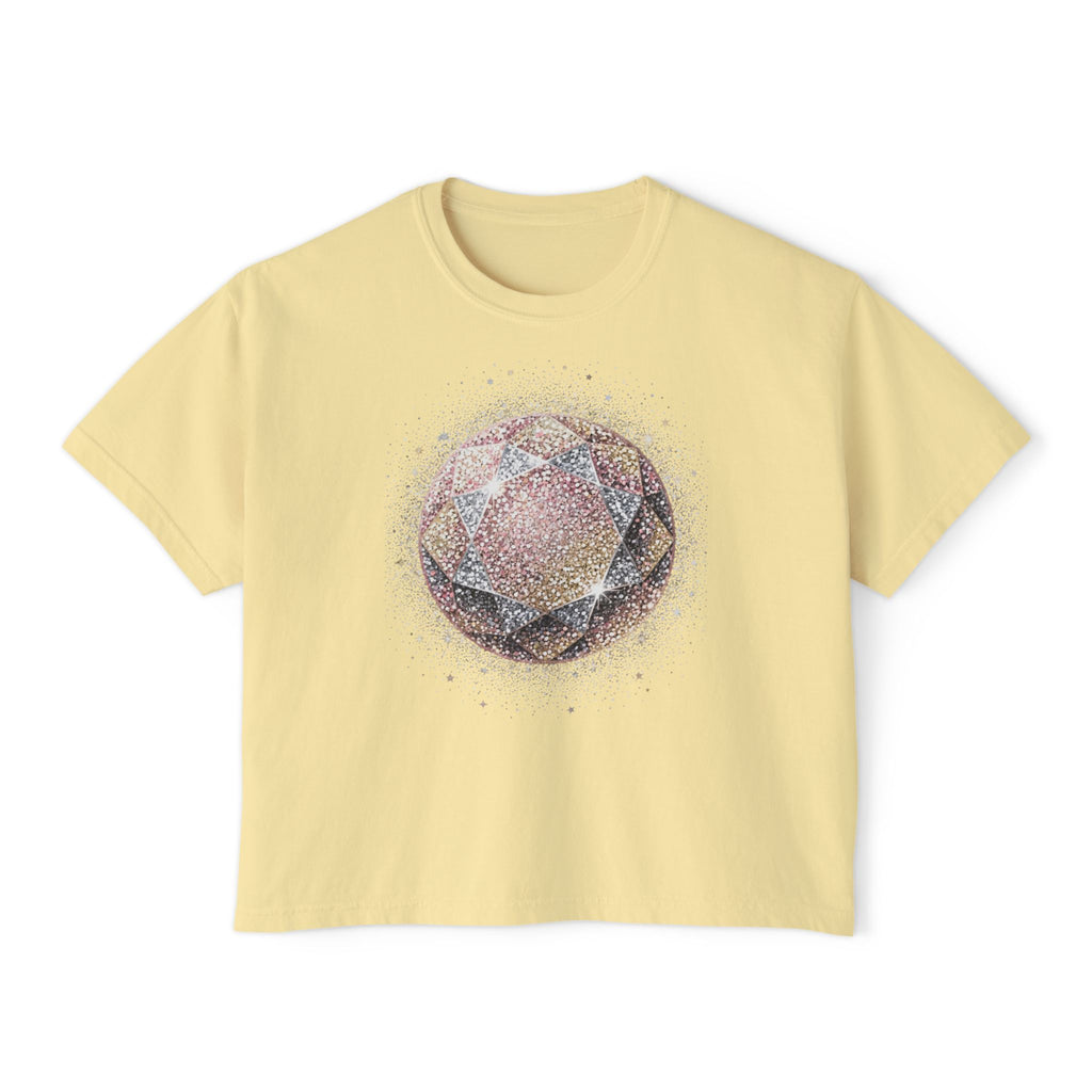 Women's Boxy Tee — Watercolor Geode Crystal Graphic