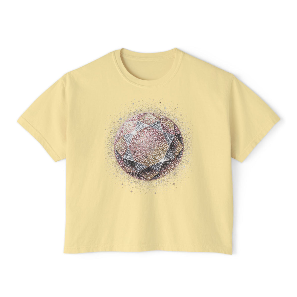 Women's Boxy Tee — Watercolor Geode Crystal Graphic