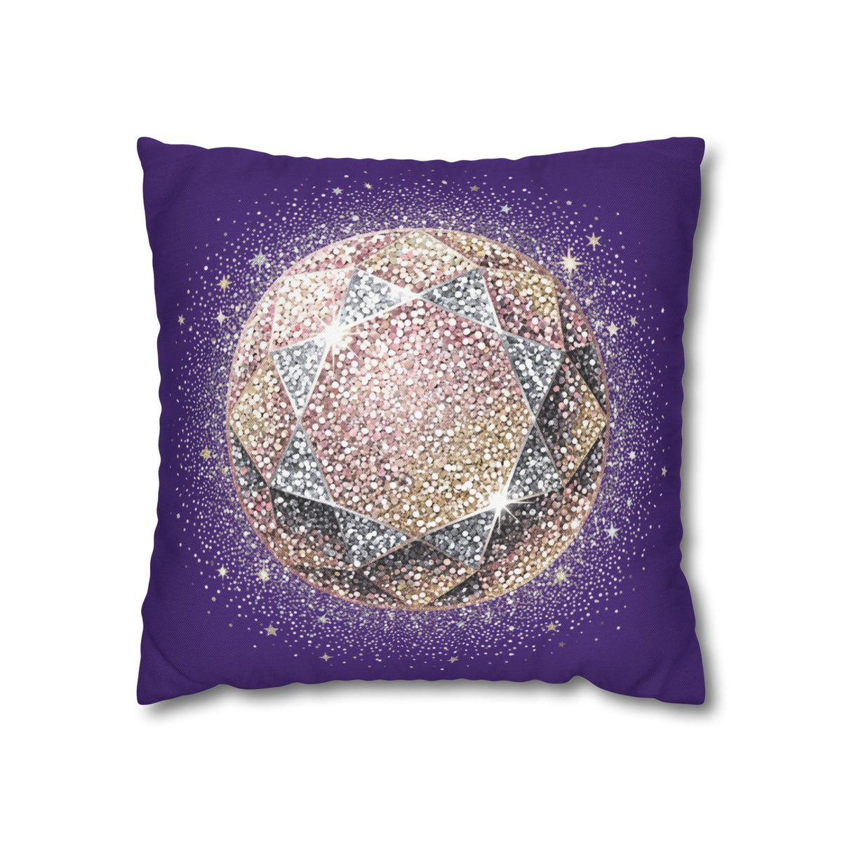 Glittery Dark Purple Spun Polyester Square Pillowcase