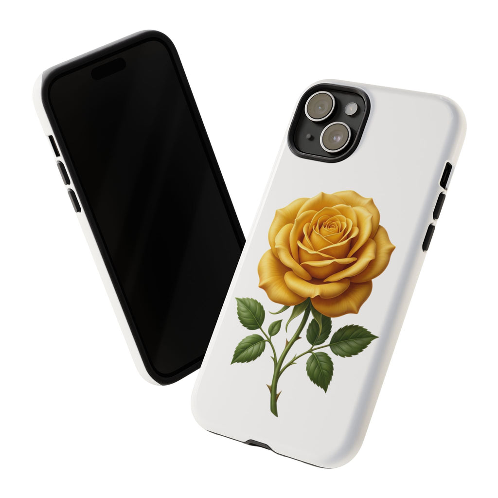 Yellow Rose Phone Case — Vintage Floral Tough Protective Cover