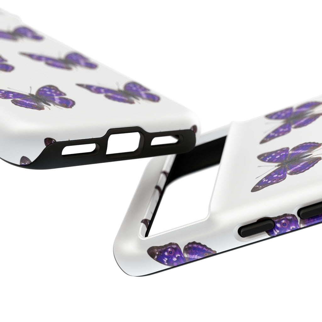 Purple Butterfly Tough Phone Case — Durable Protective iPhone Case with Repeating Butterfly Pattern
