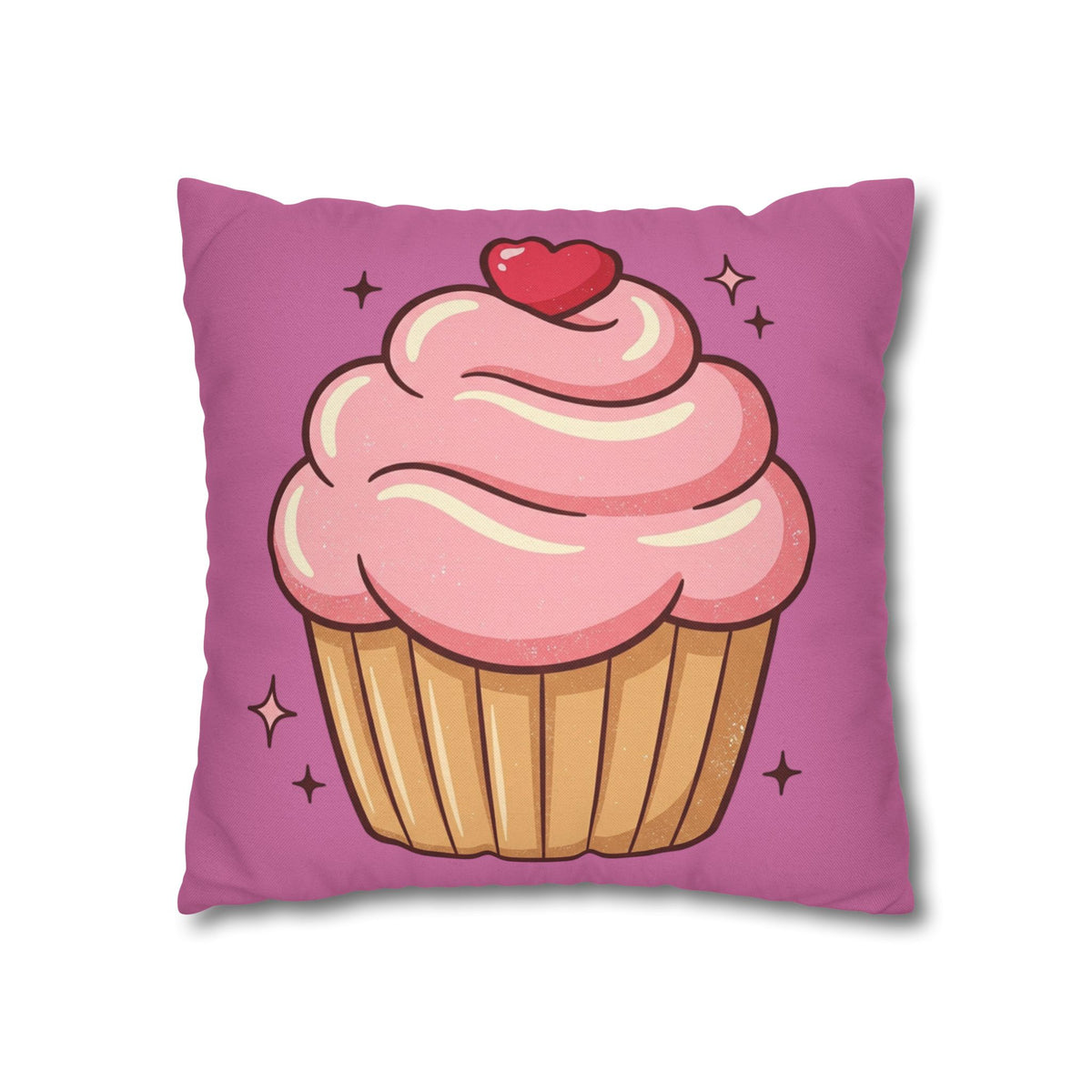 Pink Cupcake Spun Polyester Square Pillowcase- Light Pink