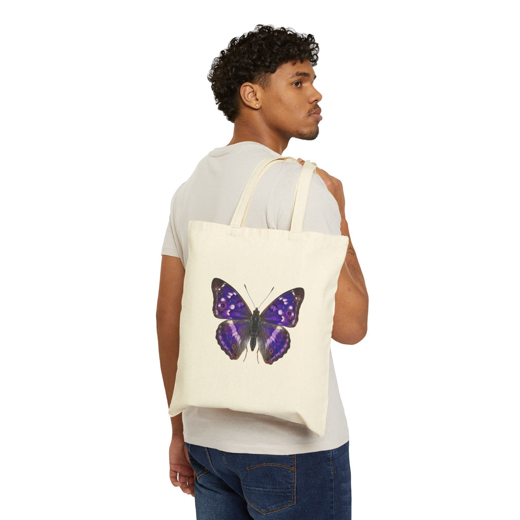 Purple Butterfly Canvas Tote Bag — Floral Nature Market Grocery Bag